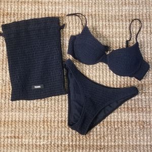 Triangl ribbed 2 piece bathing suit